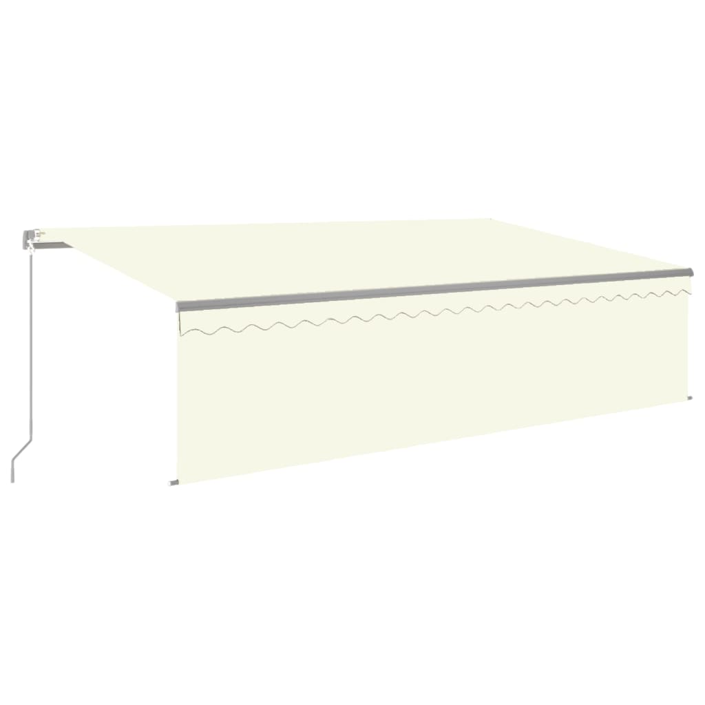 Copertină retractabilă manual cu stor, crem, 5x3 m