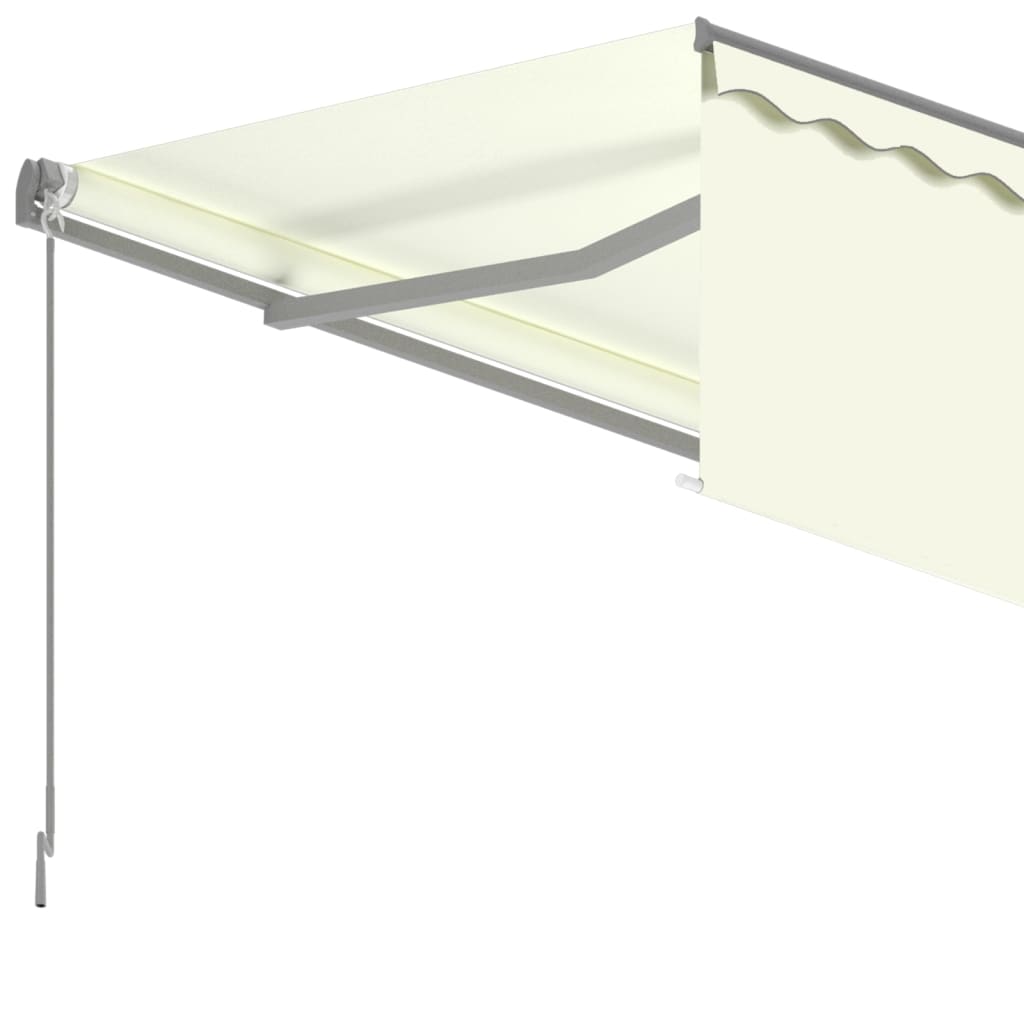 Copertină retractabilă manual cu stor, crem, 5x3 m