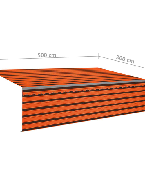 Încărcați imaginea în vizualizatorul Galerie, Copertină retractabilă manual, cu stor, portocaliu&amp;maro, 5x3 m
