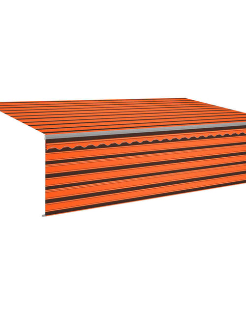 Încărcați imaginea în vizualizatorul Galerie, Copertină retractabilă manual cu stor, portocaliu&amp;maro, 5x3 m - Lando
