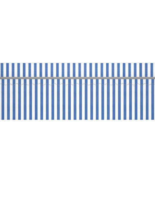 Загрузите изображение в средство просмотра галереи, Copertină retractabilă automat cu stor, albastru&amp;alb, 5x3 m
