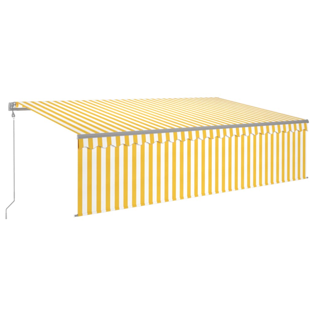 Copertină retractabilă automat stor&LED&senzor galben&alb 5x3m