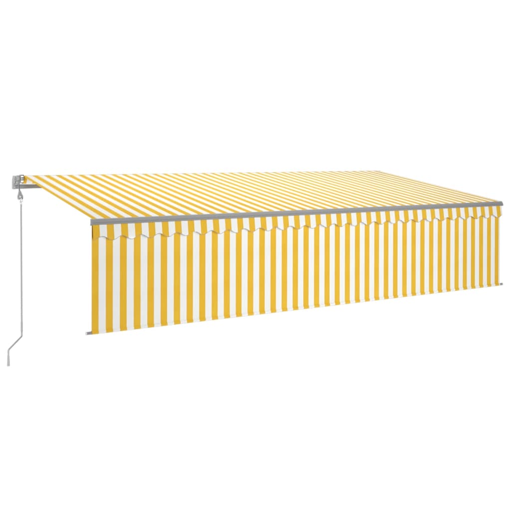 Copertină retractabilă automat cu stor, galben&alb, 6x3 m