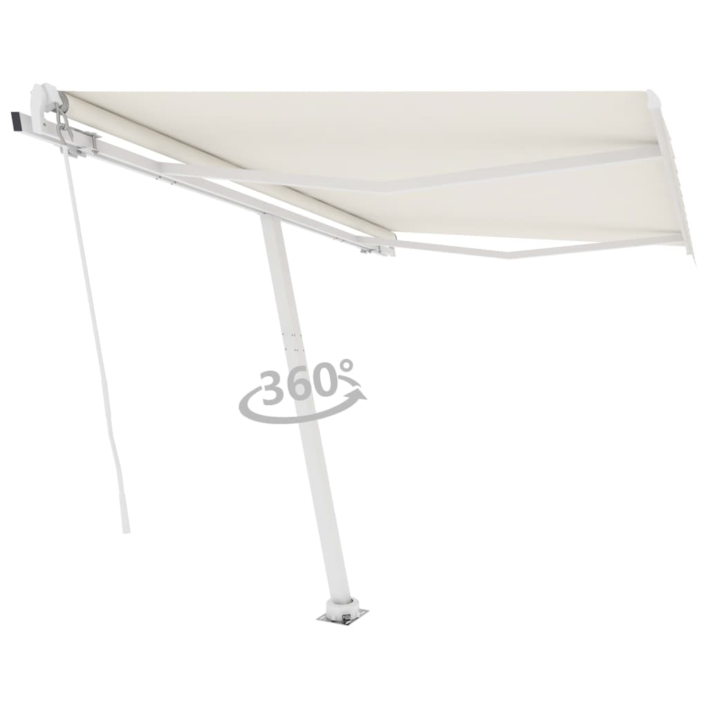 Copertină autonomă retractabilă manual, crem, 350x250 cm