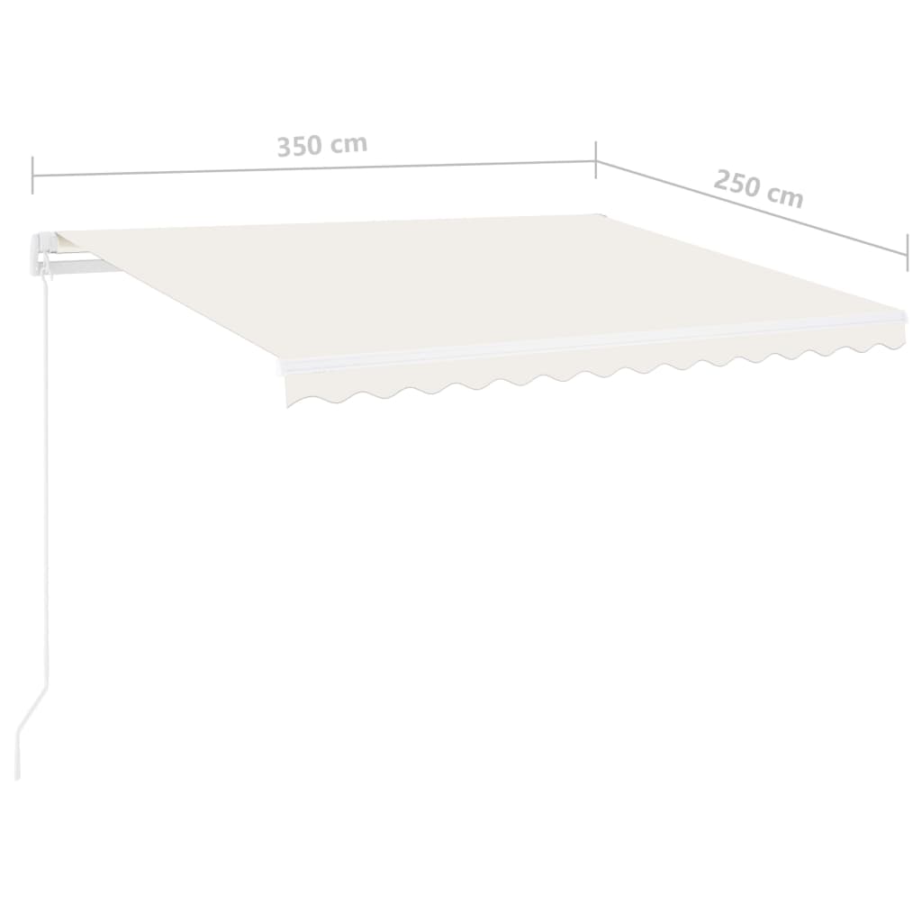 Copertină autonomă retractabilă manual, crem, 350x250 cm