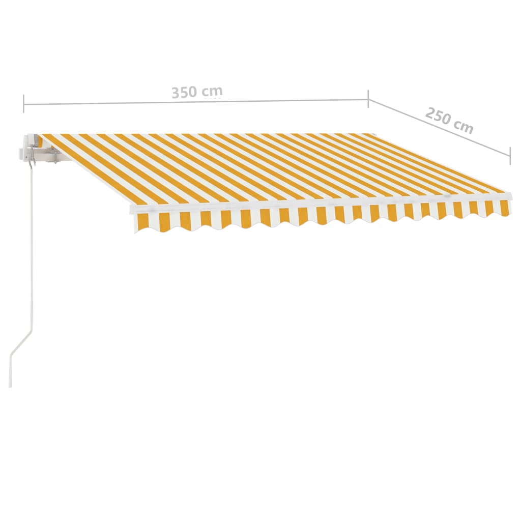 Copertină autonomă retractabilă manual, galben/alb, 350x250 cm