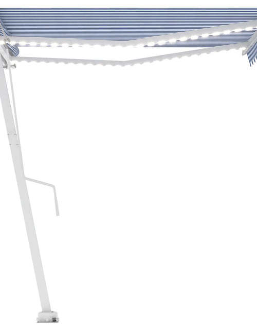 Загрузите изображение в средство просмотра галереи, Copertină automată cu senzor vânt&amp;LED, albastru/alb, 350x250 cm
