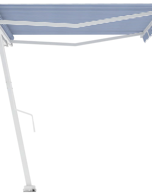 Încărcați imaginea în vizualizatorul Galerie, Copertină retractabilă manual, albastru/alb, 400x300 cm
