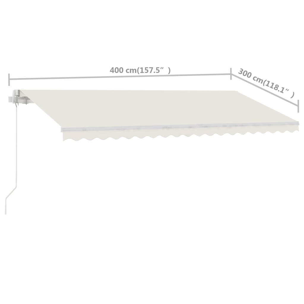 Copertină retractabilă manual, crem, 400x300 cm