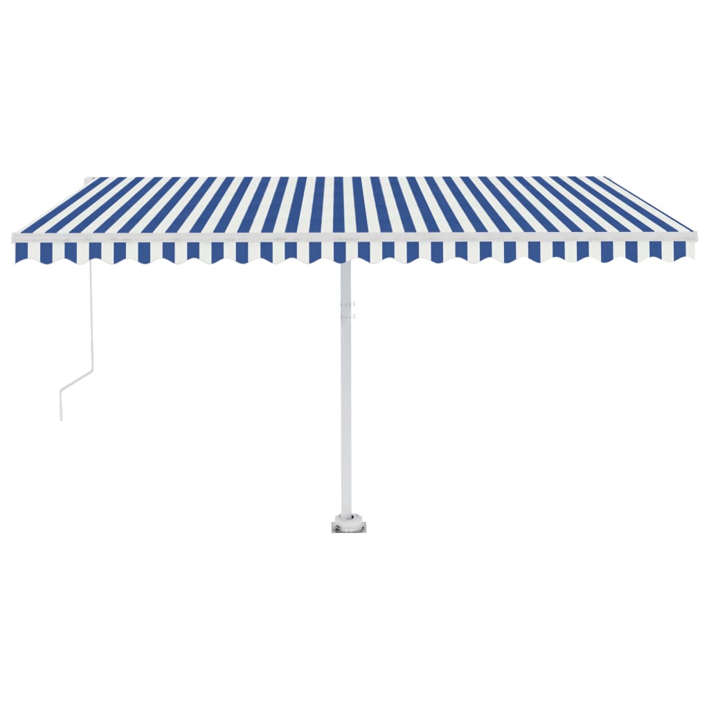 Copertină retractabilă manual cu LED, albastru & alb 400x300 cm