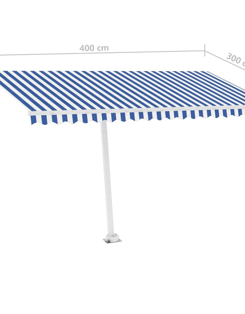 Încărcați imaginea în vizualizatorul Galerie, Copertină retractabilă manual cu LED, albastru &amp; alb 400x300 cm
