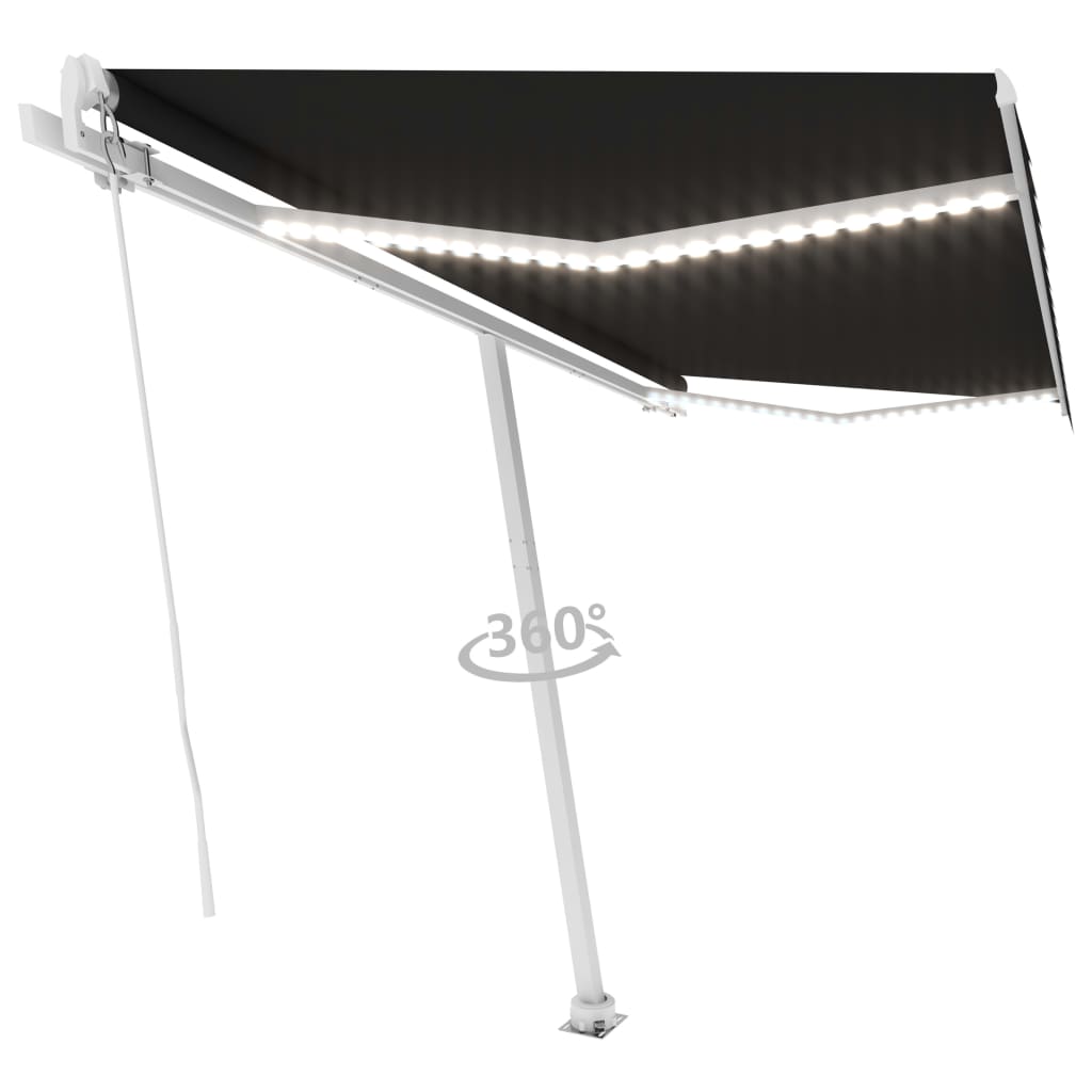 Copertină retractabilă manual cu LED, antracit, 400x300 cm