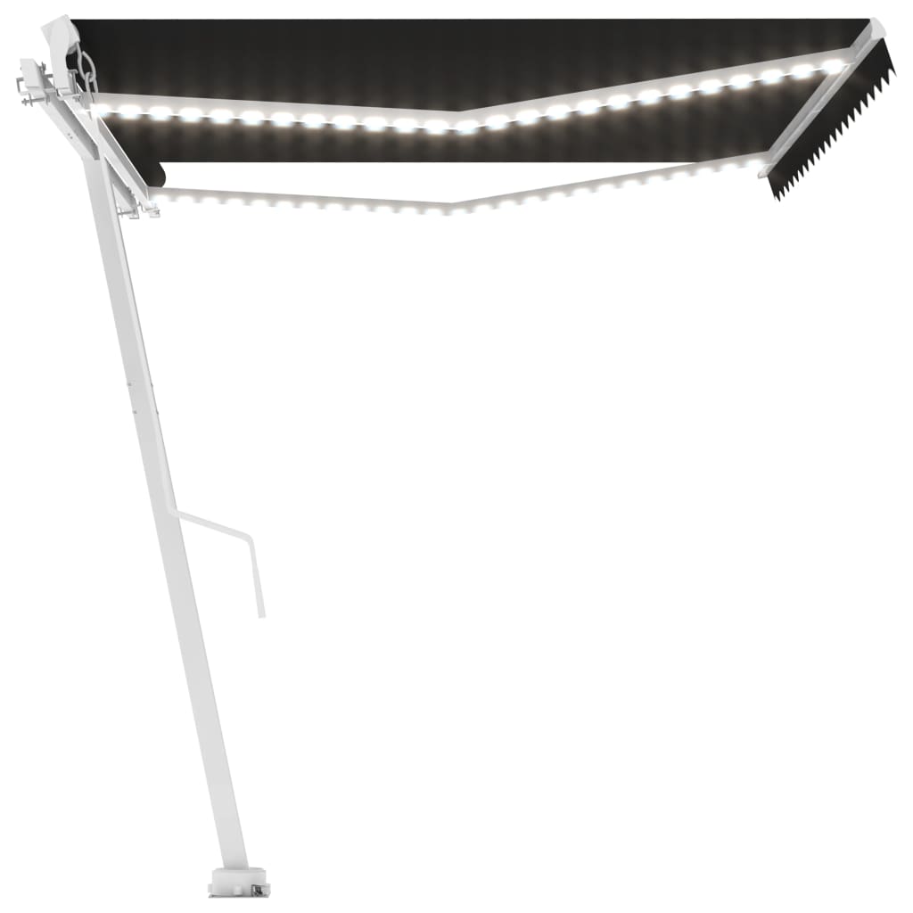 Copertină retractabilă manual cu LED, antracit, 400x300 cm