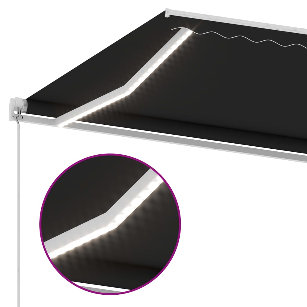 Copertină retractabilă manual cu LED, antracit, 400x300 cm