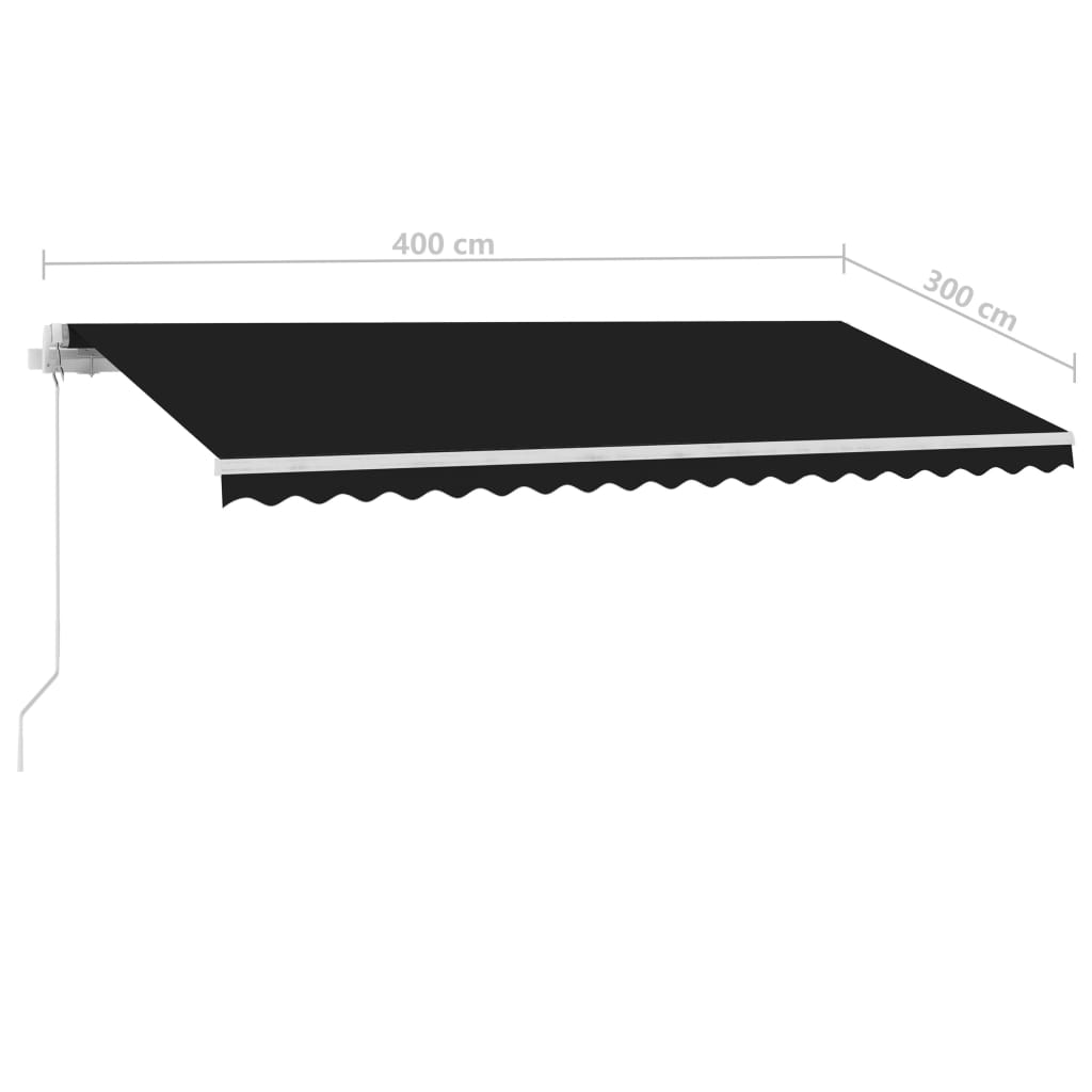 Copertină retractabilă manual cu LED, antracit, 400x300 cm