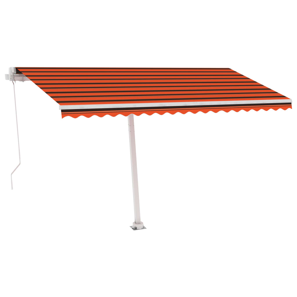 Copertină retractabilă manual cu LED portocaliu&maro 400x300 cm