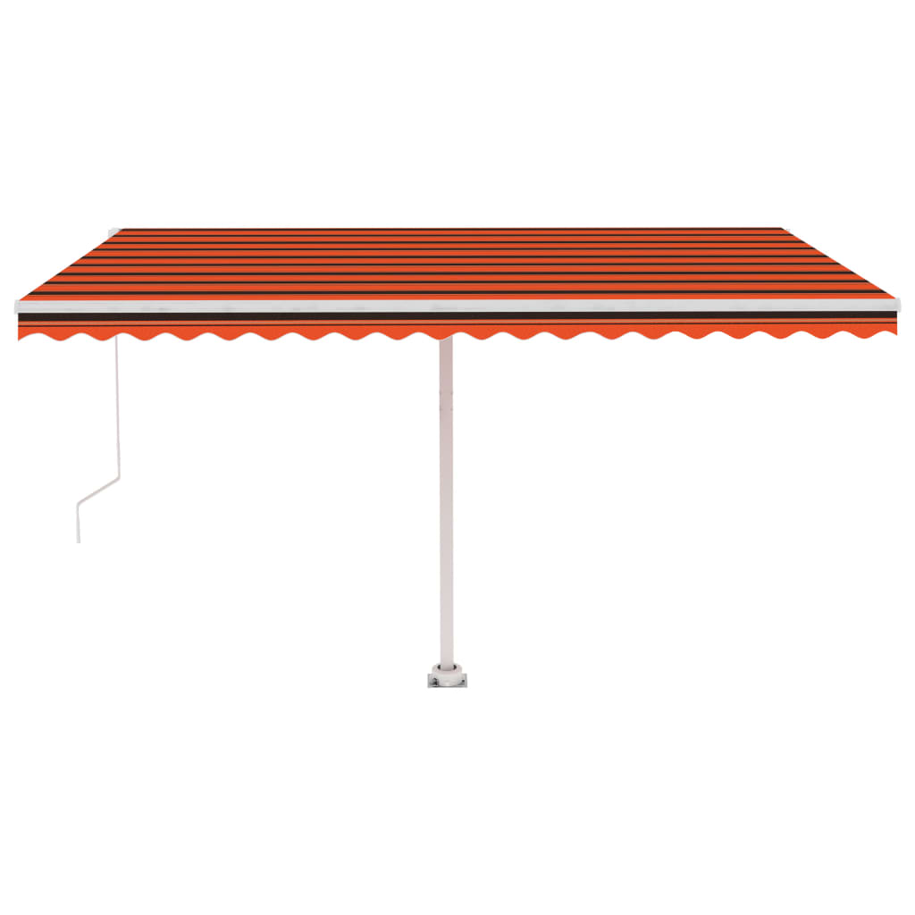 Copertină retractabilă manual cu LED portocaliu&maro 400x300 cm