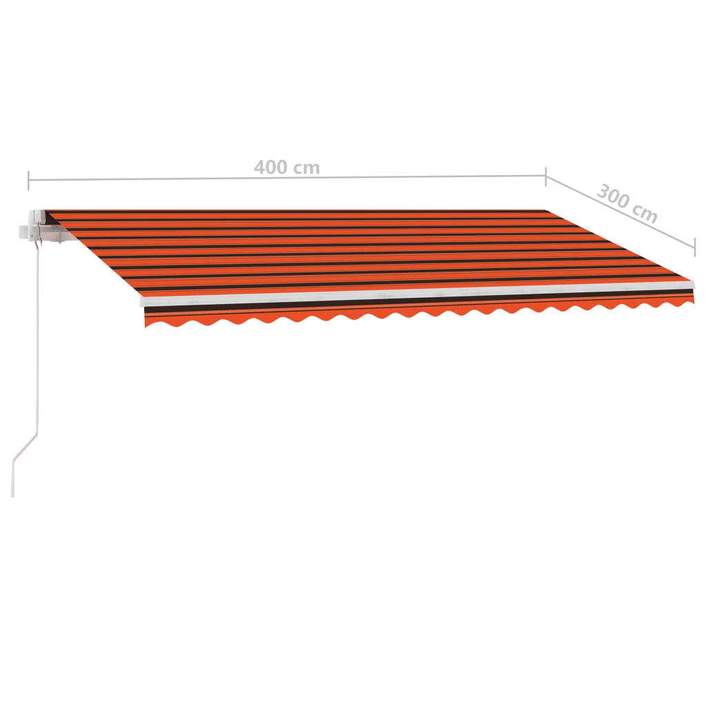 Copertină retractabilă manual cu LED portocaliu&maro 400x300 cm