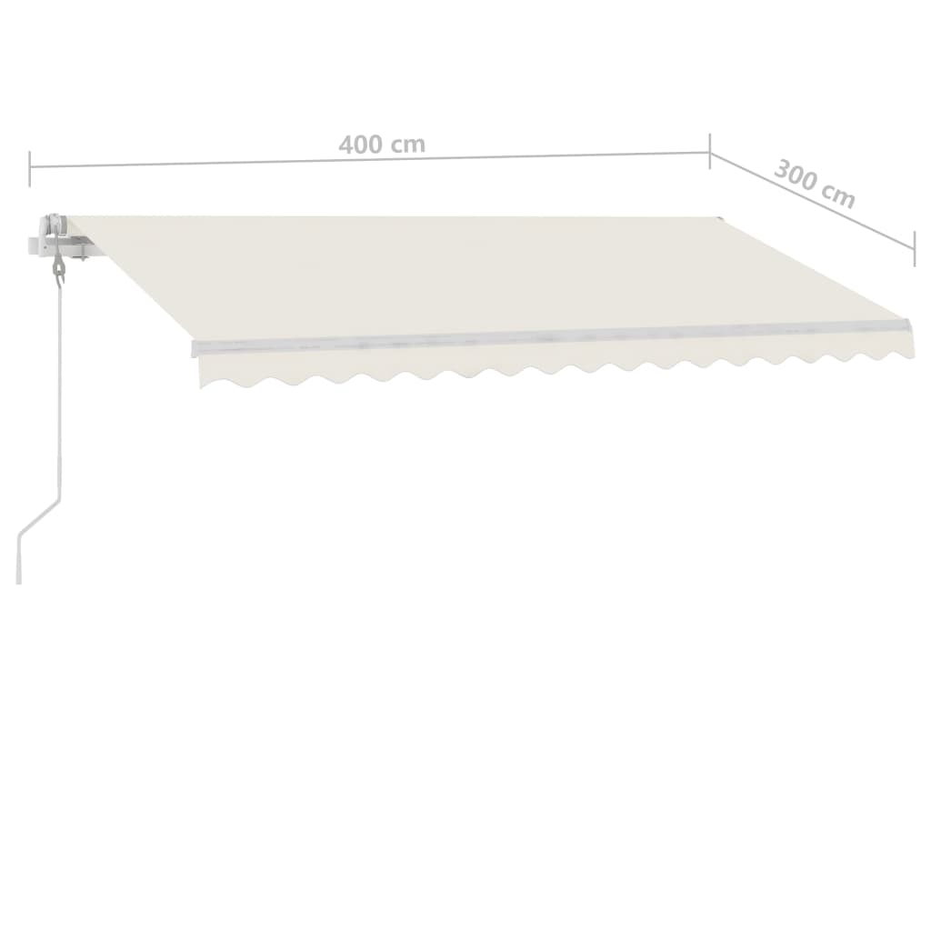 Copertină autonomă retractabilă automat, crem, 400x300 cm