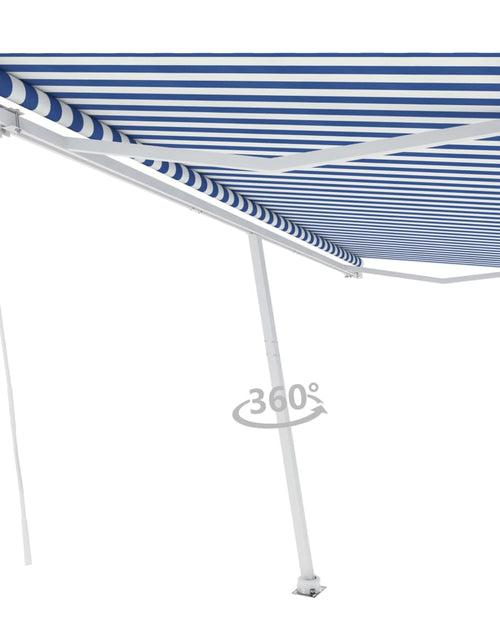 Încărcați imaginea în vizualizatorul Galerie, Copertină autonomă retractabilă manual, albastru/alb, 500x300cm

