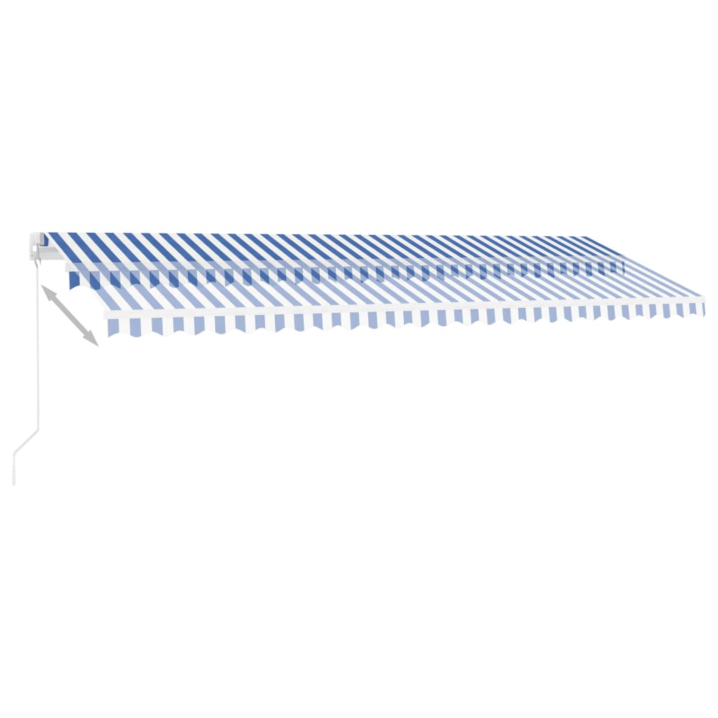 Copertină retractabilă manual cu LED, albastru & alb 500x300 cm