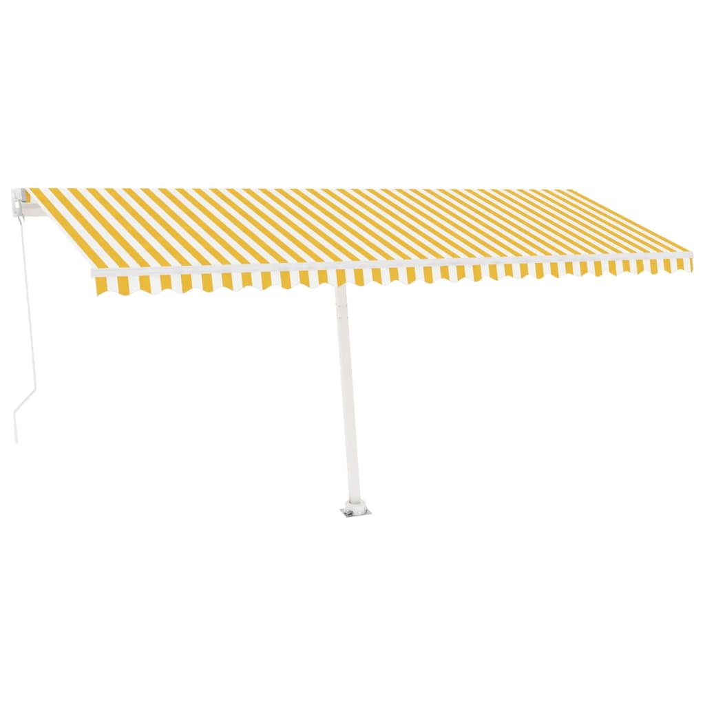 Copertină retractabilă manual cu LED, galben și alb, 500x300 cm