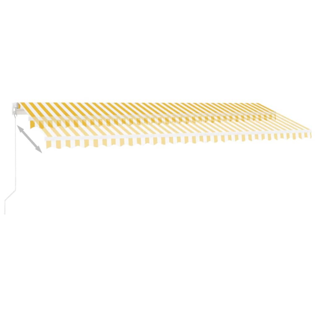 Copertină retractabilă manual cu LED, galben și alb, 500x300 cm