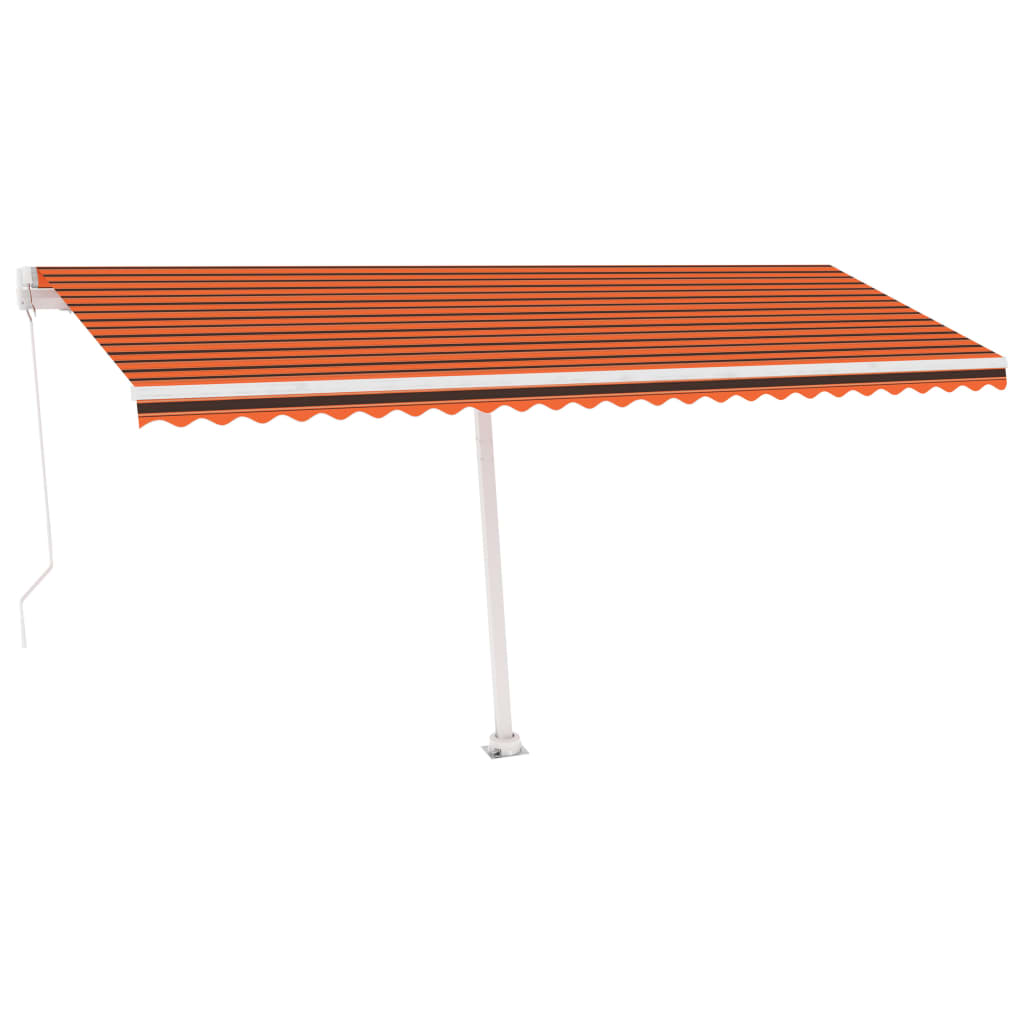 Copertină retractabilă manual cu LED portocaliu&maro 500x300 cm