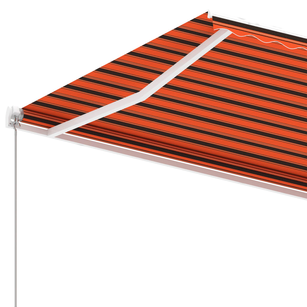 Copertină retractabilă manual, portocaliu/maro, 600x300 cm