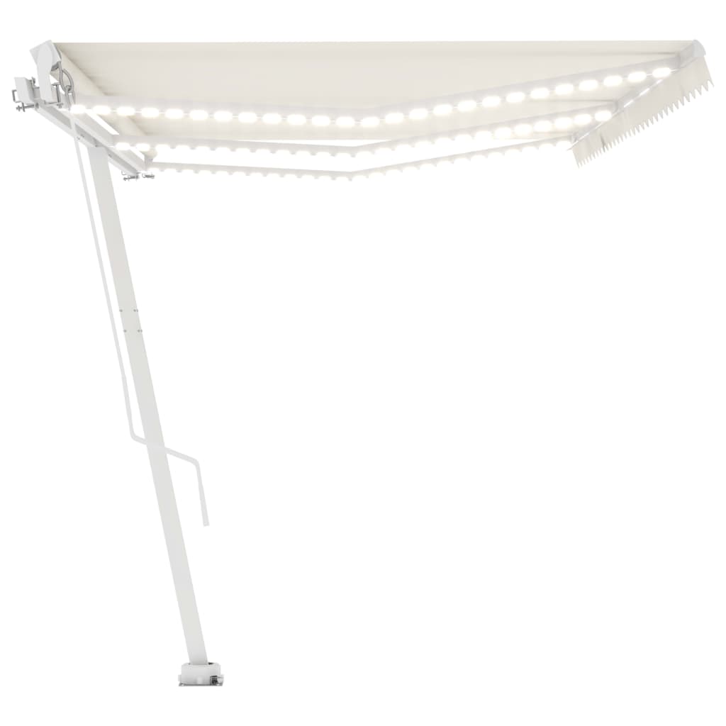 Copertină retractabilă manual cu LED, crem, 600x300 cm