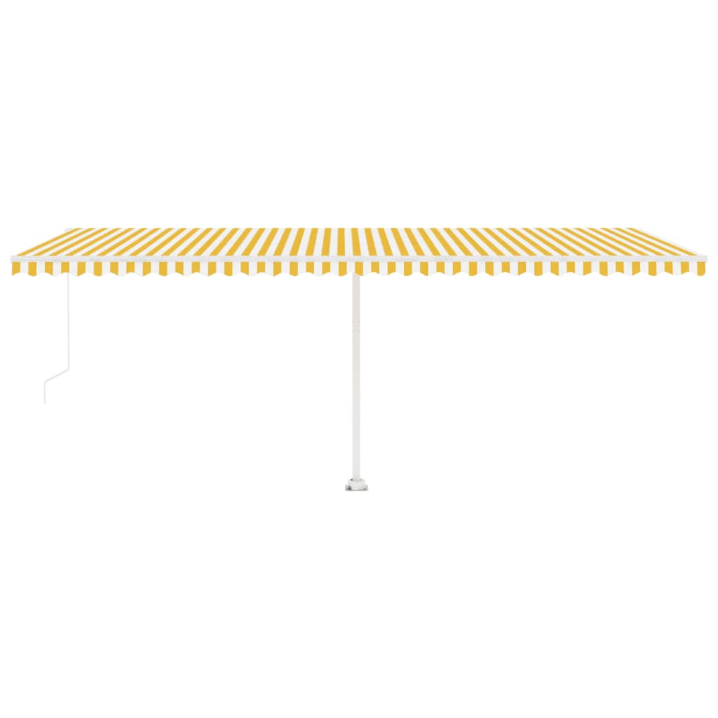 Copertină retractabilă manual cu LED, galben și alb, 600x300 cm