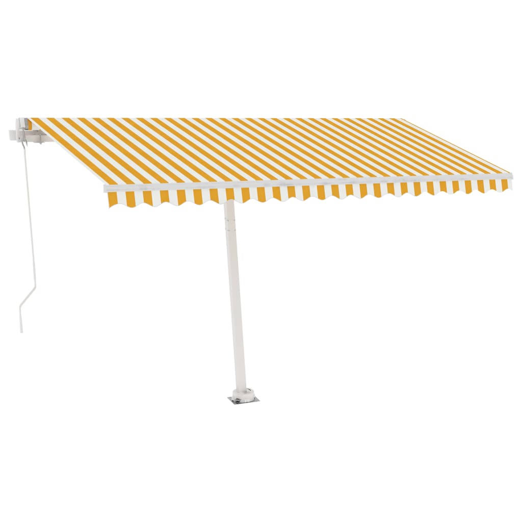 Copertină autonomă retractabilă manual, galben/alb, 400x350 cm