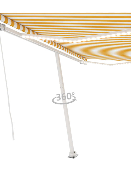 Încărcați imaginea în vizualizatorul Galerie, Copertină retractabilă manual cu LED, galben și alb, 400x350 cm
