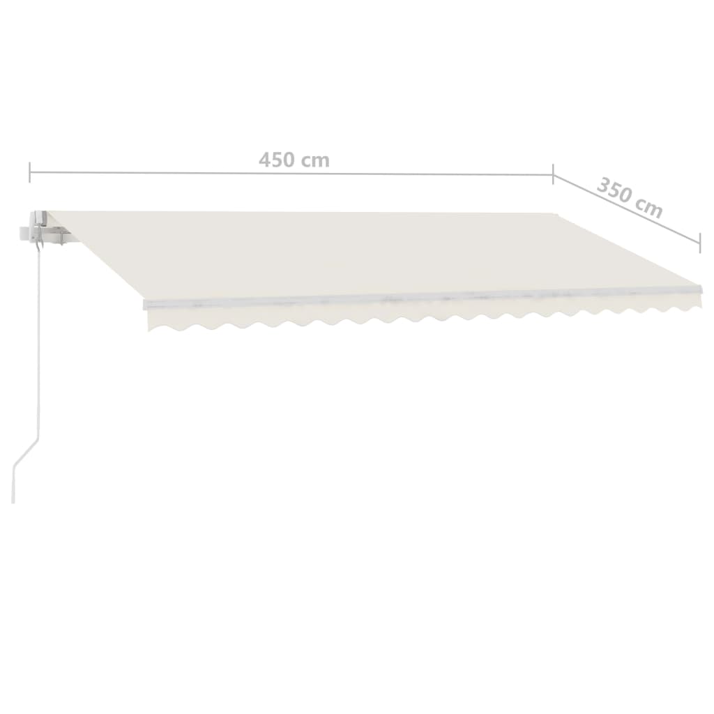 Copertină autonomă retractabilă manual, crem, 450x350 cm