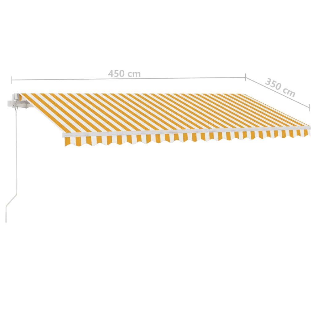 Copertină autonomă retractabilă manual, galben/alb, 450x350 cm