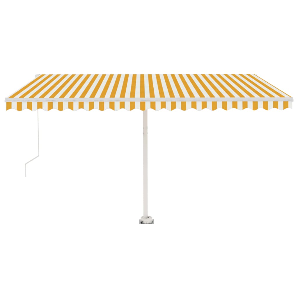 Copertină retractabilă manual cu LED, galben și alb, 450x350 cm