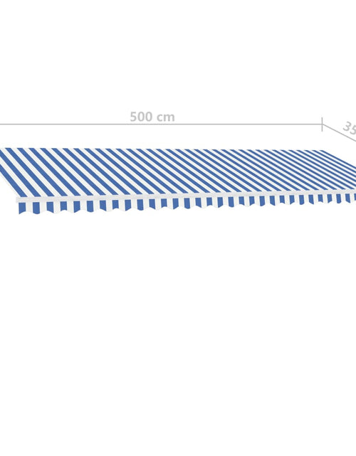 Încărcați imaginea în vizualizatorul Galerie, Copertină retractabilă manual cu LED, albastru&amp;alb, 500x350 cm
