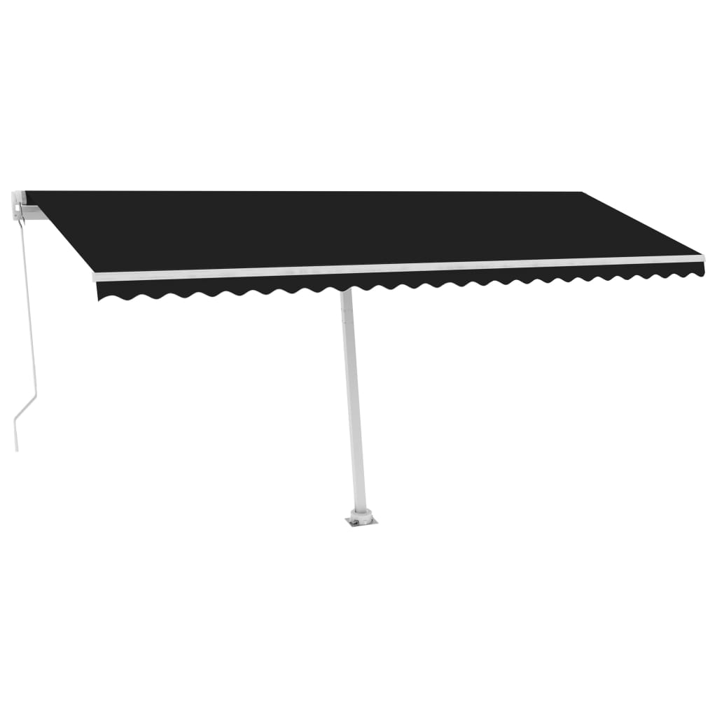 Copertină retractabilă manual cu LED, antracit, 500x350 cm