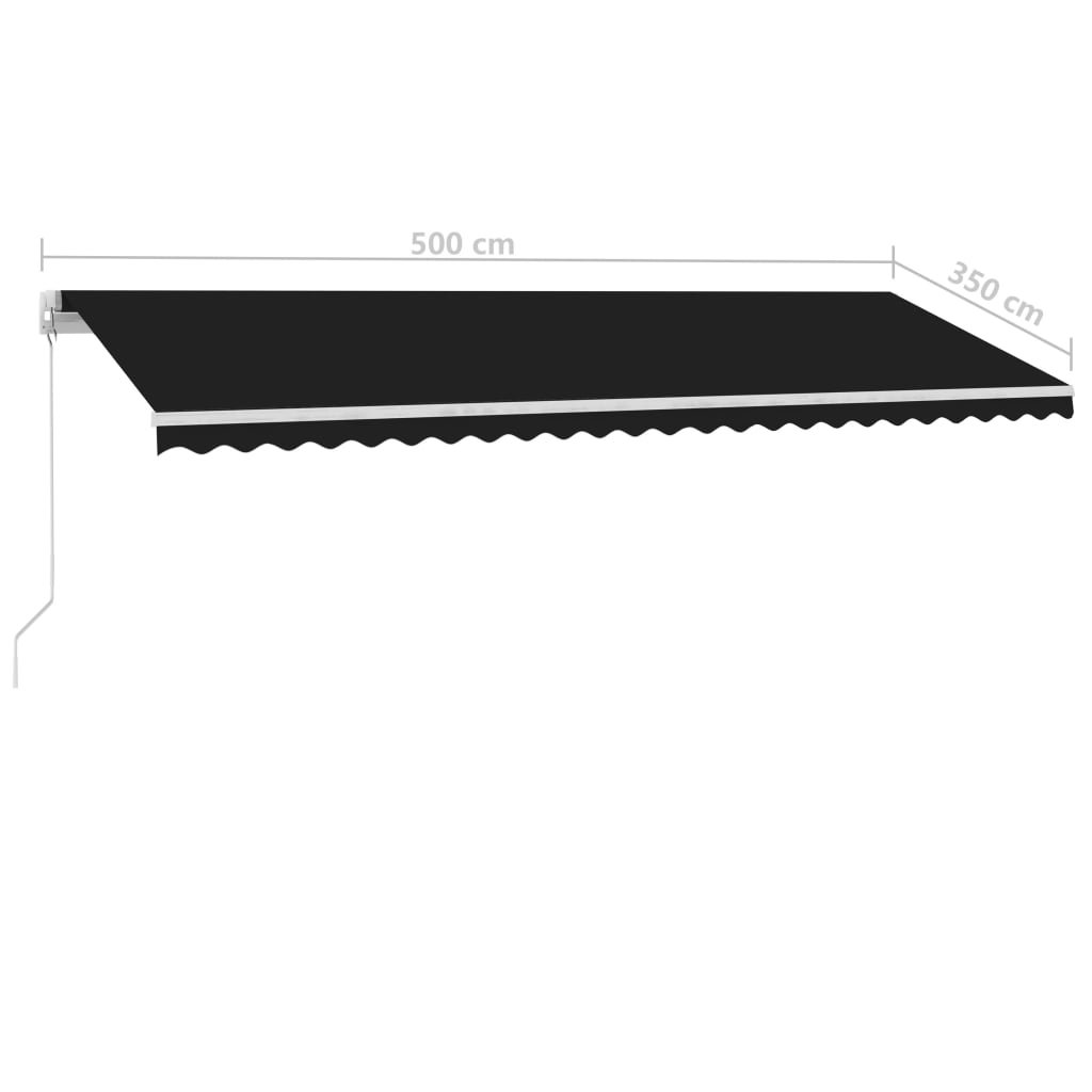 Copertină retractabilă manual cu LED, antracit, 500x350 cm