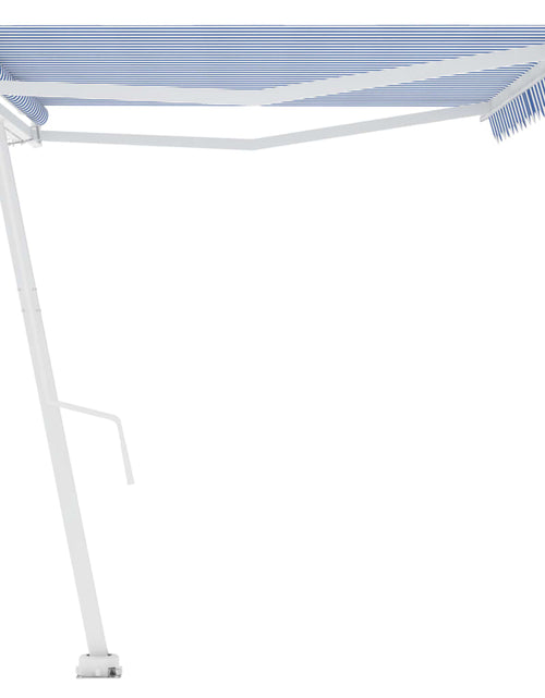 Загрузите изображение в средство просмотра галереи, Copertină autonomă retractabilă automat albastru&amp;alb 500x350 cm
