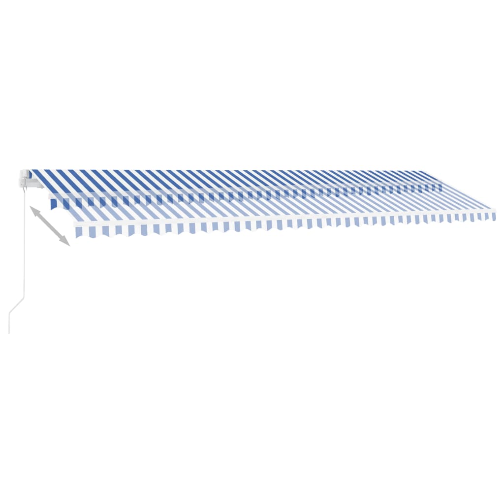 Copertină retractabilă manual LED, albastru și alb, 600x350 cm