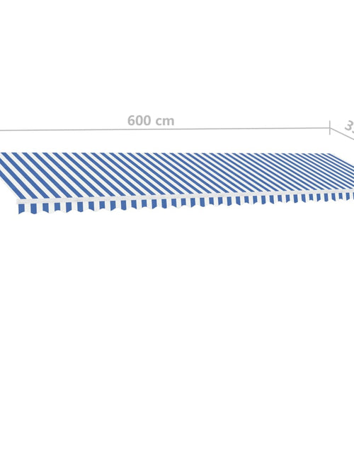 Încărcați imaginea în vizualizatorul Galerie, Copertină retractabilă manual LED, albastru și alb, 600x350 cm
