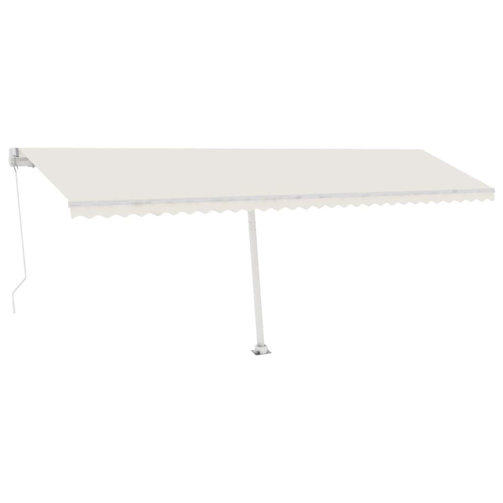 Copertină retractabilă manual cu LED, crem, 600x350 cm