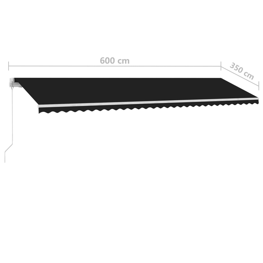 Copertină retractabilă manual cu LED, antracit, 600x350 cm