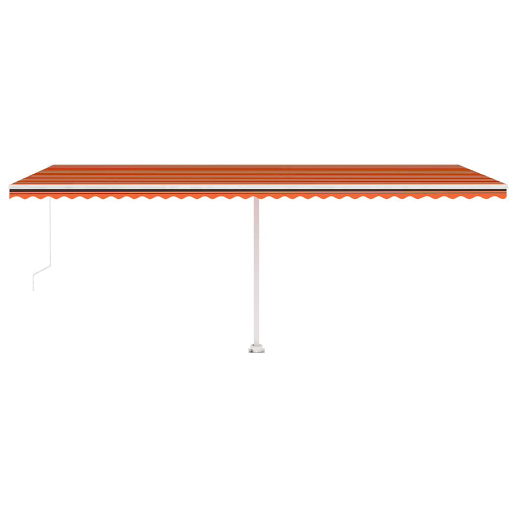 Copertină retractabilă manual, LED, portocaliu/maro, 600x350 cm