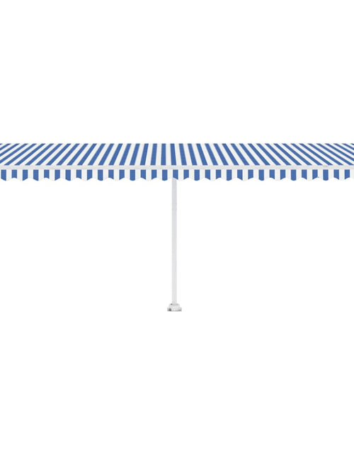 Загрузите изображение в средство просмотра галереи, Copertină autonomă retractabilă automat albastru&amp;alb 600x350 cm
