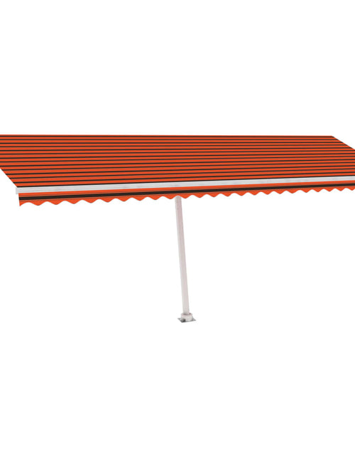 Încărcați imaginea în vizualizatorul Galerie, Copertină automată cu senzor vânt&amp;LED, oranj/maro, 600x350 cm
