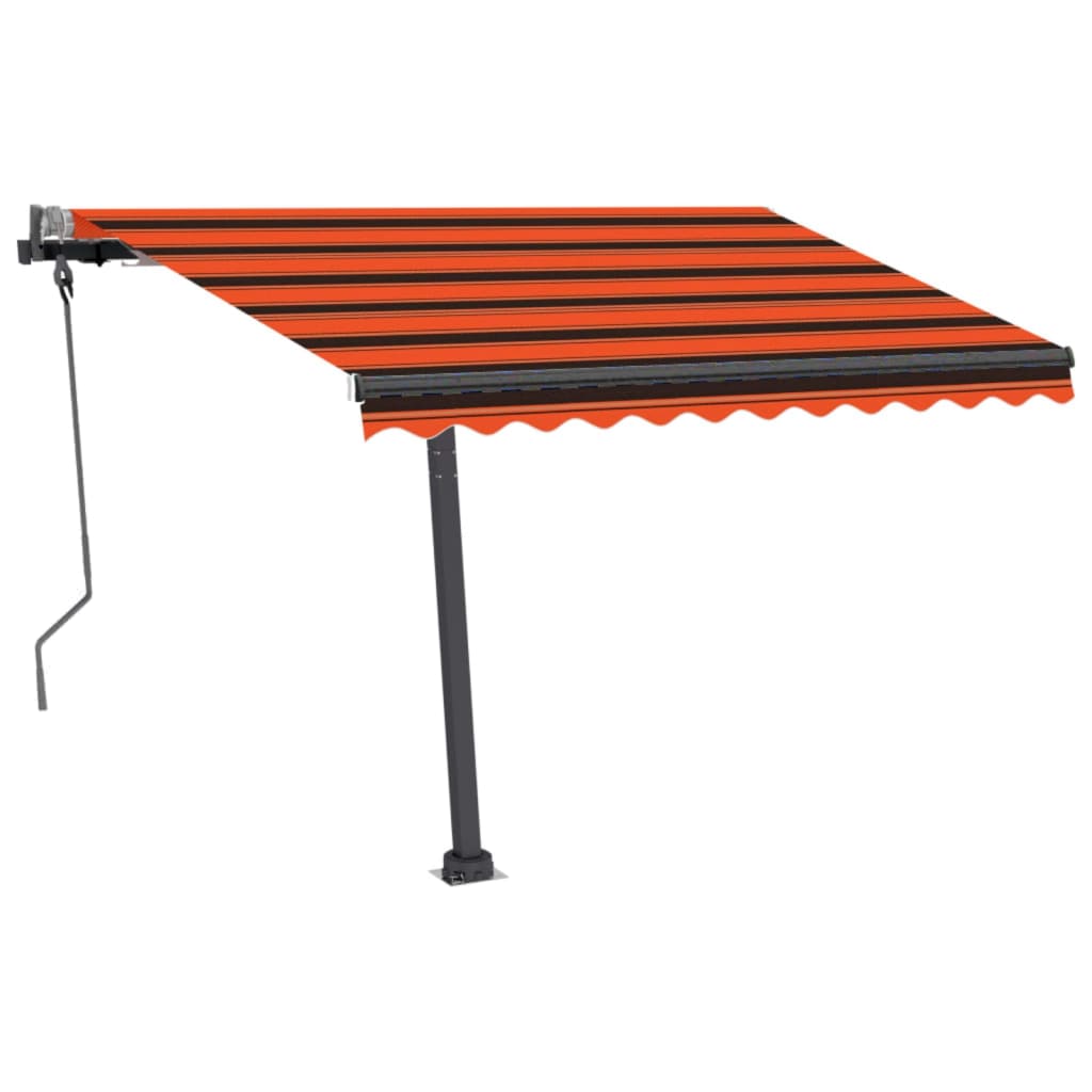 Copertină retractabilă manual cu LED portocaliu&maro 300x250 cm