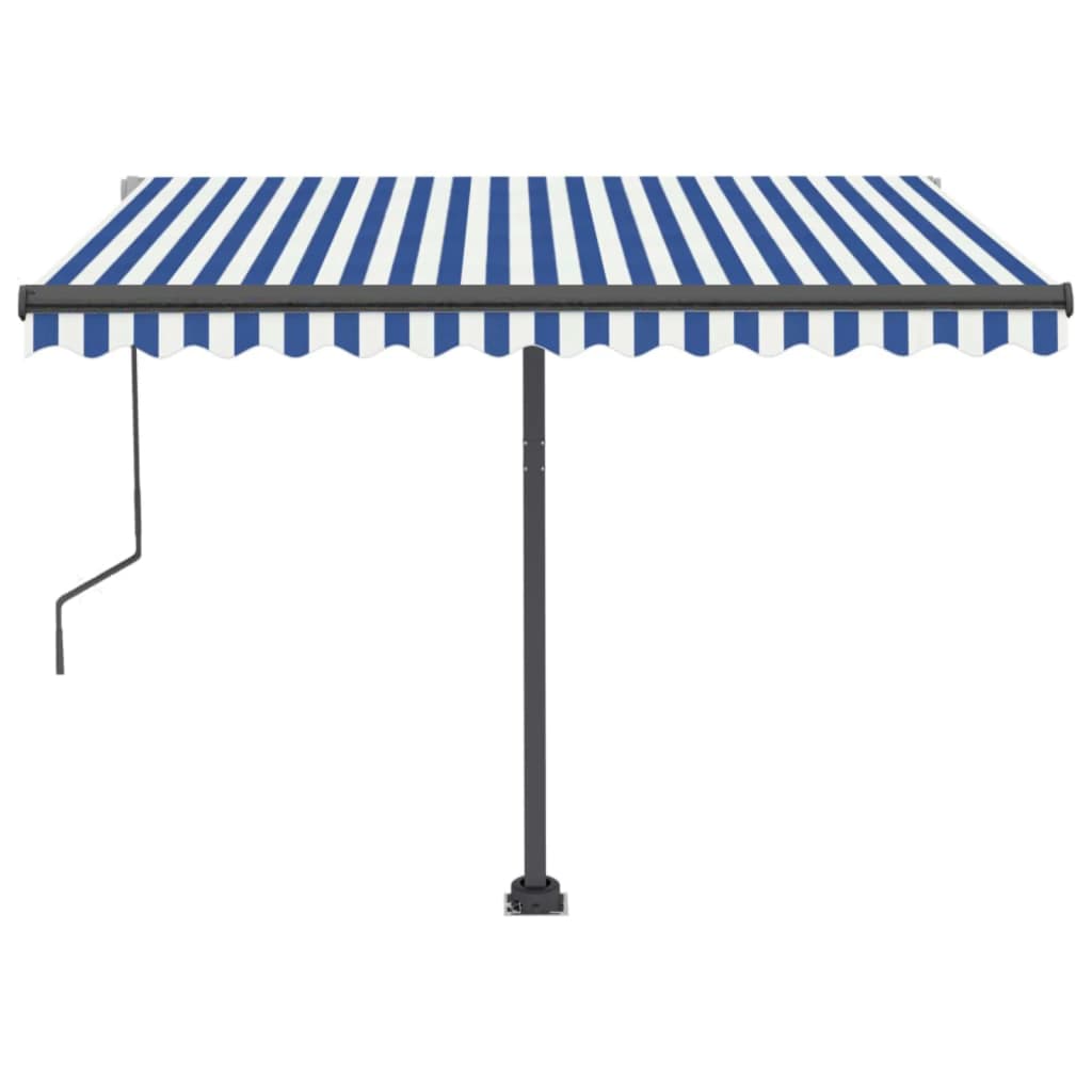 Copertină autonomă retractabilă automat albastru&alb 300x250 cm