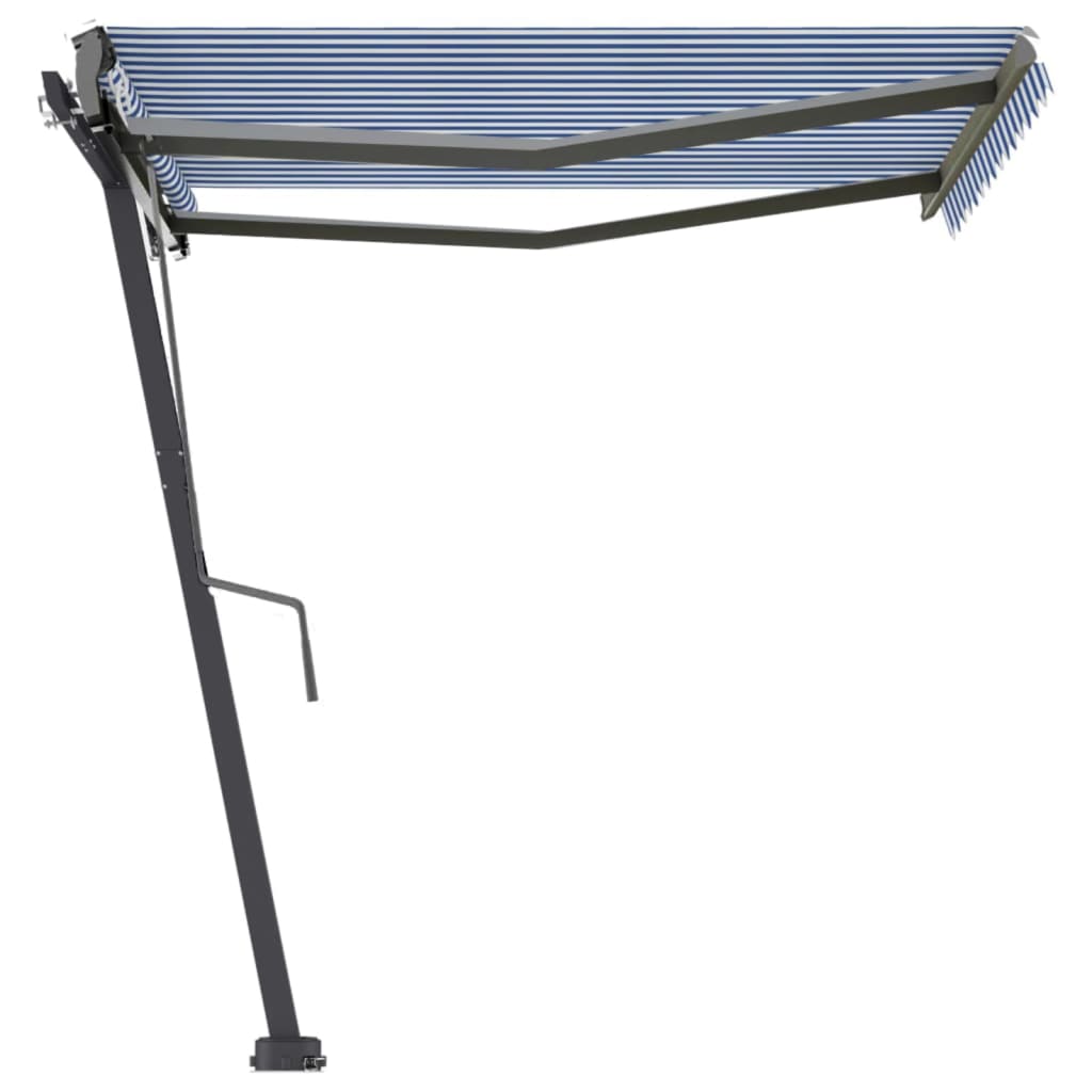 Copertină autonomă retractabilă automat albastru&alb 300x250 cm